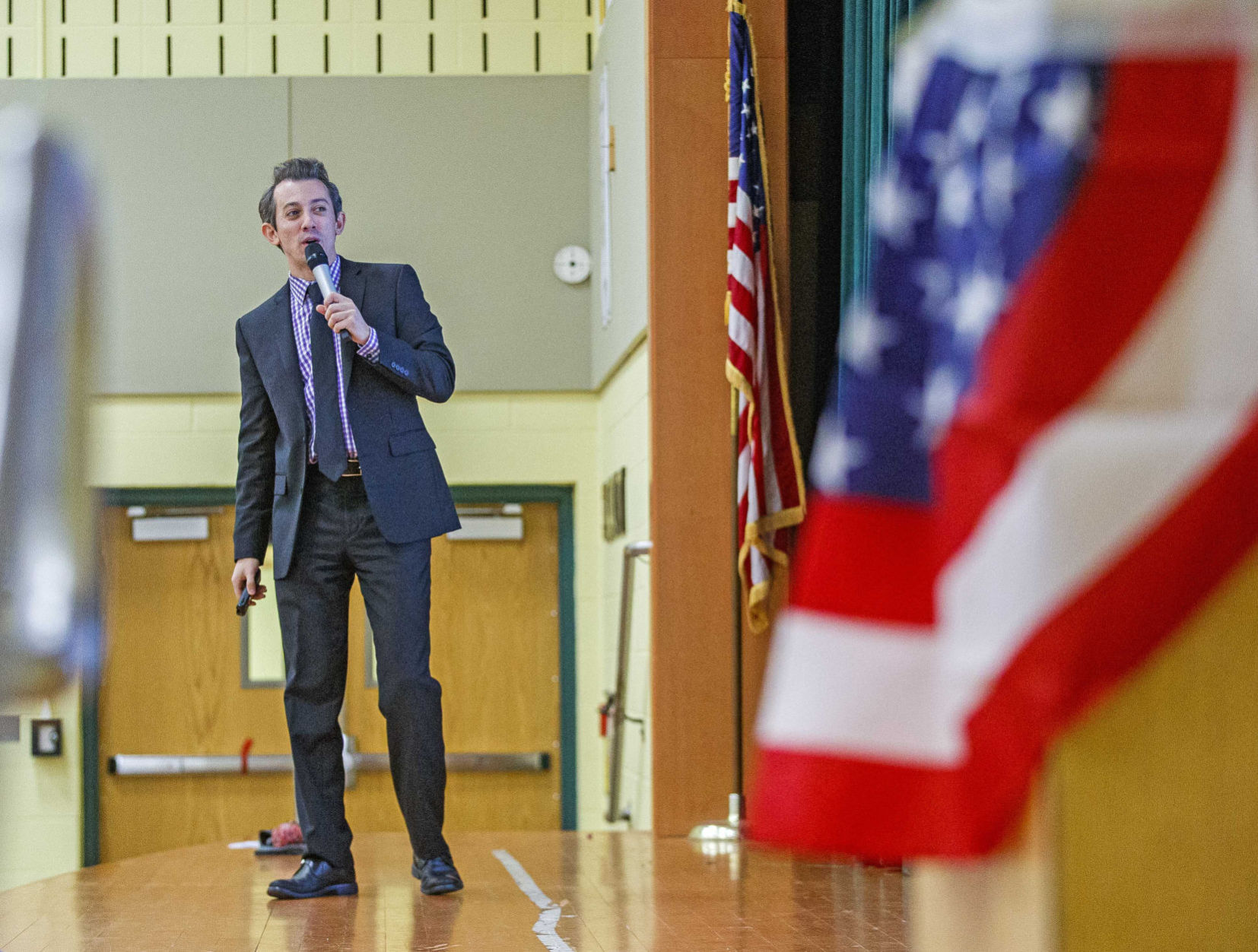Meteorologist Joe Martucci at Frog Pond Elementary School